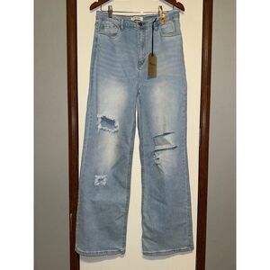 NWT‎ Vibrant M.I.U High Rise Distressed Wide Leg Jeans Size 13/30